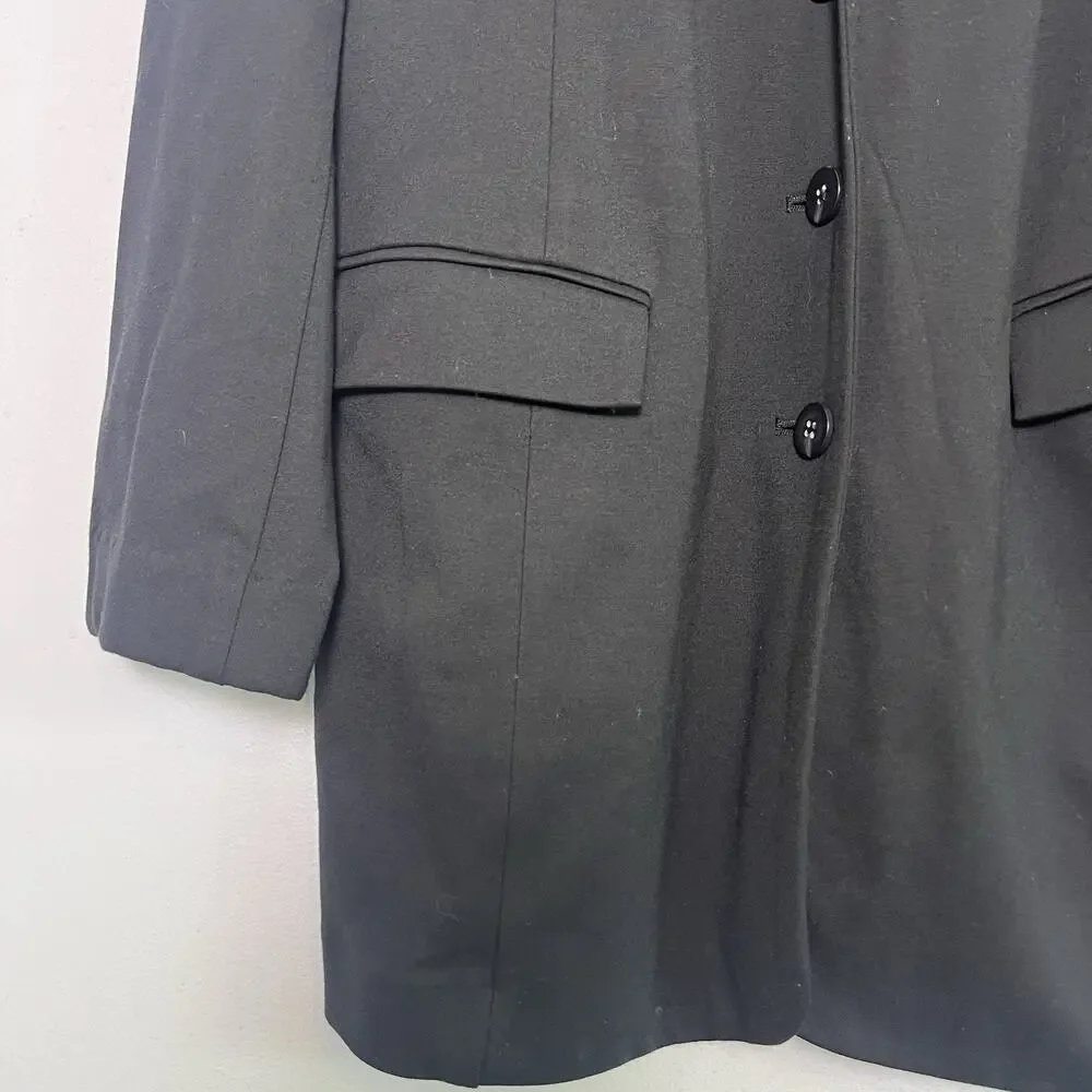 J Jill Womens Black Blazer Jacket Casual Office Sz M Tall Simple Basic Minimal